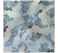 ZHURDFT Tessuto, Tessuto Broccato Jacquard con Gru Nuvola, Larghezza 75 cm, Venduto al Metro for Abbigliamento, Costumi Cheongsam Fatti a Mano(Blu)