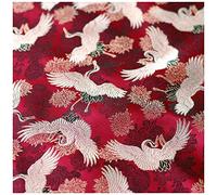 ZHURDFT Tessuto, Tessuto Broccato Jacquard con Gru Nuvola, Larghezza 75 cm, Venduto al Metro for Abbigliamento, Costumi Cheongsam Fatti a Mano(Jujube)