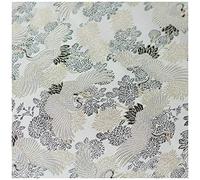 ZHURDFT Tessuto, Tessuto Broccato Jacquard con Gru Nuvola, Larghezza 75 cm, Venduto al Metro for Abbigliamento, Costumi Cheongsam Fatti a Mano(Wit)
