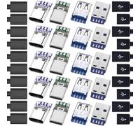 ZHUROUPU 20PCS USB 3.1 Type-c Femmina Maschio a saldare Cavo Plug Connector PCB Board, DIY 3A 4 Pin USB 3.0 Type A 24Pin USB 3.1 Type C Maschio e Femmina Plug Socket Connector PCB Board Module