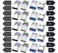 ZHUROUPU 20PCS USB 3.1 Type-c Femmina Maschio saldare Cavo connettore a Spina PCB Board, DIY 5A 4 Pin USB 3.0 Tipo A 24Pin USB 3.1 Tipo C Maschio e Femmina Plug Socket Connector PCB Board Module