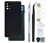 ZHUROUPU Sostituzione del Coperchio della Batteria Posteriore per Samsung Galaxy A71 4G SM-A715F, Coperchio Posteriore in plastica con Obiettivo della Fotocamera/Nastro (Nero)