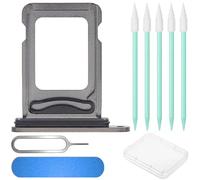 ZHUROUPU Sostituzione del Supporto per Slot per Vassoio a Doppia Scheda SIM con Anello in Gomma Impermeabile, Perno SIM per iPhone 14 PRO (6.1 ") / PRO Max (6.7") (Space Black, Dual Sim)