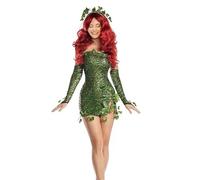 ZHUWWQPINGIKERKRW Set costume cosplay cattivo da donna per Halloween verde edera costume vestito con paillettes, verde, M