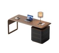 zhuyanbo007 Scrivania per computer, Scrivania for ufficio con spazio di archiviazione e prese ricarica, moderna postazione lavoro mobiletto, noce(Black,160cm)