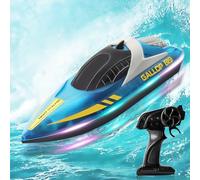 Zhwidnerso Barca Telecomandata con Luce LED, 2,4GHz Ricaricabile Barca RC completamente proporzionale, Impermeabile Motoscafo Telecomandato, Auto-Raddrizzamento Motoscafo, per Piscine, Laghi, Bambini