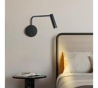 zhxinashu Applique da Parete Interno, Lampada da Lettura a Braccio Oscillante Regolabile a 350° - Luce Bianca Calda 3W per Decorazione Camera da Letto, Sala, Corridoio(Nero)
