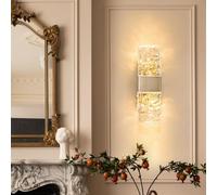 zhxinashu Applique da Parete LED Oro in Cristallo, Luce Bianca Calda | LED 5W, Lampada da Parete Moderno di Lusso, Lampadina Inclusa (Non Sostituibile), Ideale per Comodino, Soggiorno e Corridoio