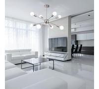 zhxinashu Lampadari Moderni, Plafoniera a 8 Luci, Plafoniera Soffittoa,Lampadario Sputnik, Lampadario Industriale E27 per Soggiorno, Camera da Letto, Sala da Pranzo (Argento)