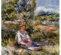 Zhyaunz 5D Disegni e schemi per puntocroce Kit Pierre-Auguste Renoir Giovane Ragazza Seduta in Un Prato Mosaico Strass Diamante Ricamo Pieno e Rotondo Trapano Craft Decor 40x50cm