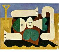 Zhyaunz Donna Nuda sulla Spiaggia e Pala Pablo Picasso DIY 5D Mosaico Pittura Diamante Kit Ricamo Punto Croce Pieno Rotondo Mestiere Arte Regalo 40x50cm