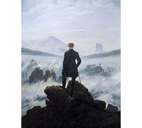 Zhyaunz Fai da te 5D Diamond Painting The Wanderer Sopra Il Mare della Nebbia Diamante Ricamo Punto Croce Pieno Rotondo Trapano Mosaico Arte Decor Caspar David Friedrich 30x40cm