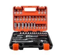 ZHYIBDE Kit di attrezzi per la riparazione auto da 53 pezzi - Set bussole in acciaio al cromo vanadio con chiave a cricchetto, dinamometrica e accessori per manutenzione della motocicletta