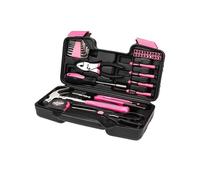 ZHYIBDE Kit Di Attrezzi Per Riparazioni Domestiche Da 39 Pezzi - Set Utensili Manuali Multiuso Rosa Con Contenitore In Plastica Per La Casa, Il Garage E I Progetti Fai Te