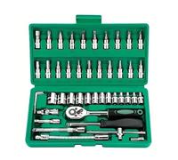 ZHYIBDE Set di 46 chiavi a cricchetto con attacco da 1/4" set bussole e barra estensione - Acciaio al cromo vanadio per riparazioni auto progetti fai te(Green)