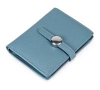 ZHYKLL Mini portafoglio da donna in vera pelle con finestra per documento d'identità, Colore unico, Blue