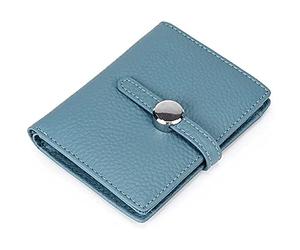 ZHYKLL Mini portafoglio da donna in vera pelle con finestra per documento d'identità, Colore unico, Blue
