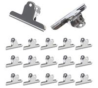 ZHYOPING 15 mollette in metallo in acciaio inox, 100 mm, per sacchetti e sacchetti, clip bulldog, morsetti e portablocco, clip in metallo per ufficio, cucina, scuola e documenti