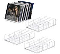 ZHYTUAL 4 Pezzi Porta CD Acrilico Trasparente Espositore per DVD/Blu-rayOrganizzatore Verticale a Scomparti Multipli Contenitore per Videogiochi, Libri, Cosmetici Scaffale da Tavolo