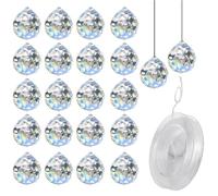 ZHYUAN 22 Pezzi Acchiappa-Sole in Cristallo,Prisma Sfera di Cristallo,Prisma a sfera di vetro,Cristalli di Vetro da Appendere,per Lampadari a Soffitto,Finestre,Giardini,Decorazione Feng Shui (20MM)