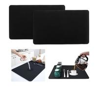 ZHYUAN 2pcs 30*40CM,Tappetino Scolapiatti,Super Assorbente Tappetino Lavello Cucina,Tappetino Scolapiatti Da Lavello Asciugatura Rapida,Tappetino Assorbente Cucina,per Bancone Cucina Caffettiera(nero)