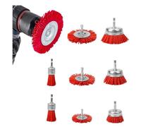 ZHYUAN 8 pezzi Spazzole in Nylon Set, otto misure, Set di spazzole abrasive, asta esagonale, Spazzole in nylon, Set di spazzole in nylon, per la molatura, la pulizia e la rimozione della ruggine