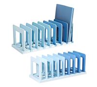 ZHYUAN Organizzatore da tavolo, Raccoglitore per archivio, Organizer da scrivania, Organizzatore da tavolo libri, Raccoglitore libri scuola, Porta libri da scrivania, con 8 scomparti, libreria (blu)