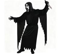 ZHYUGOYA Scream Costume, Ghostface Costume con Maschera Scream Coltello Finto Halloween Guanti Cintura, Vestito Ghostface Adulto, Horror Ghost Face Set per Carnevale Cosplay (L)