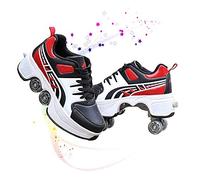 ZHYX Deform - Pattini a rotelle con ruote e deformazioni, stile casual, pattini a piedi, pattini a quattro ruote, colore: rosso-nero-41