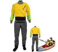 ZHZWwansuGE Muta Stagna A Tre Strati, Muta Stagna da Sub da Uomo, con Collo E Polsini in Lattice, per Tutti Gli Sport Acquatici, tra Cui Vela, Yachting, Kayak, Canoa, Paddleboarding Yellow-S