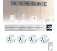 ZHZWwansuGE Power Bank da 8000W con Binario + 3/4 Universali A Tre Fori, Controllo App, Presa con Binario Scorrevole Specifica per La Cucina, Interruttore Rotante di Accensione/Spegnimento White-80cm