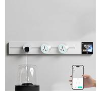 ZHZWwansuGE Presa da Binario 8000W 32A, con Display LED/Controllo Tramite App, Binario per Prese da 50 cm/80 cm + 3/4 Prese Universali A Tre Fori, per Soggiorno, Cucina, Ufficio White-50cm