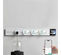 ZHZWwansuGE Presa da Binario 8000W 32A, con Display LED/Controllo Tramite App, Binario per Prese da 50 cm/80 cm + 3/4 Prese Universali A Tre Fori, per Soggiorno, Cucina, Ufficio White-80cm
