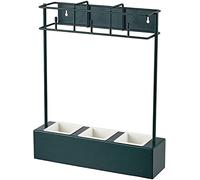 ZHZXBDGQ Portaombrelli stile vintage portaombrelli salvaspazio supporto per ombrelli a bacchetta con ganci e vassoi a goccia, supporto per ombrello-verde