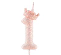 Zi Lan Candela numero 1 di compleanno con corona rosa glitterata