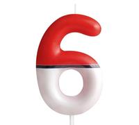 Zi Lan Candela per torta di compleanno rossa e bianca a tema anime, numero 6, candele di compleanno, decorazione per torta per 6° compleanno, per feste a tema cartoni animati, decorazioni anime,