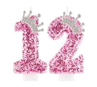 Zi Lan Candele per 12° compleanno per ragazze, corona rosa numero 12, decorazioni per torta per donne, feste, matrimoni, anniversari, celebrazioni