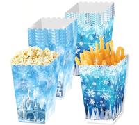 zi scatole popcorn party invernali con fiocchi neve blu sacchetti regalo