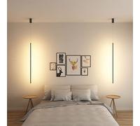Zi Yang LED Nordico Lungo Lampada a Sospensione Moderno Minimalista Camera da Letto Comodino Cucina Soggiorno Ufficio Caffetteria Loft Bar Ristorante Lampada a Sospensione Luce Calda 3000K,L:80CM