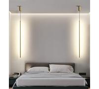 Zi Yang LED Nordico Lungo Lampada a Sospensione Moderno Minimalista Camera da Letto Comodino Cucina Soggiorno Ufficio Caffetteria Loft Bar Ristorante Lampada a Sospensione Luce Calda 3000K,d'oro,80CM