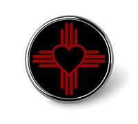 Zia con il simbolo del cuore - Spilla rotonda con distintivo della bandiera dello stato del New Mexico, spilla con stampa divertente, spille da bavero per uomo, donna, abbigliamento, borse, decorative