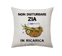 Zia Regali Divertenti da Nipote - Cuscino Copricuscino Donna, Festa Mamma, Compleanno, Natale - Non Disturbare Ricarica, 45x45 CM