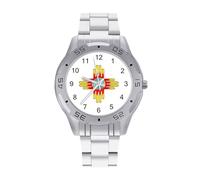 Zia Sun - Zia Pueblo - New Mexico - Orologio da polso da uomo, in acciaio inox, analogico, al quarzo, per lavoro, Stile:, regular