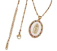 ZIAFRPN 1 Pezzo di Colla gocciolante Bianca Bicolore Collana Ovale in Pizzo colorato, Regalo di Accessori per Gioielli di Fede Romantica