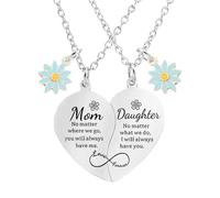 ZIAFRPN 2 Pz Margherita Charm Madre Figlia Cuore Ciondolo Collana Set Gioielli in Acciaio Inox Gioielli Regali per La Mamma