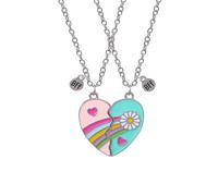 ZIAFRPN 2 pz/Set Arcobaleno Daisy BFF Collana per Le Donne Regolabile Cartoon Fai da Te Cuore Magnetis Migliori Amici Collana Gioielli Accessori