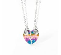 ZIAFRPN 2 pz/Set Trend Collane con Ciondolo a Forma di Cuore per Gli Amici Moda Collari Colorati sfumati con Accessori per Lettere Best Friends