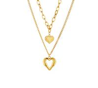 ZIAFRPN Acciaio Inossidabile Piccole Pieghe Irregolari 2 Amore Collana High-End Sense Party Accessori Regali Non sbiaditi