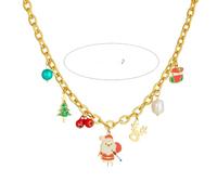 ZIAFRPN Acciaio Inox Cartoon Contagocce Babbo Natale Albero Campane Collana Giorno Collo Gioielli Regalo Partito
