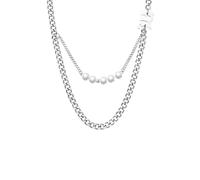 ZIAFRPN Acciaio Inox Perla Cubana Catena Collane per Gli Uomini Ragazzi, Vecchio Inglese Lettera Pendente Collane, Hiphop Rap Damce Cool Gioielli Regalo
